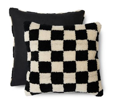 Woolen cushion black and white statement (50x50cm)