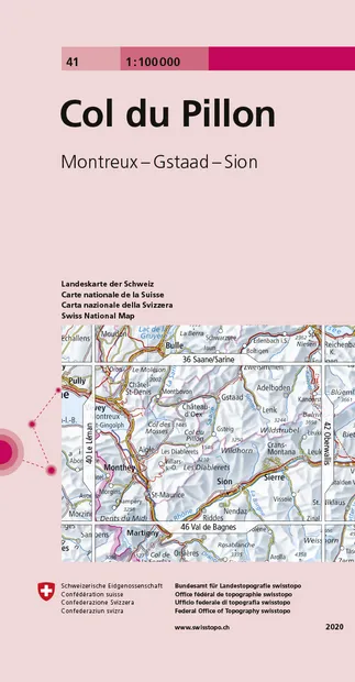 Fietskaart - Topografische kaart - Wegenkaart - landkaart 41 Col du Pi
