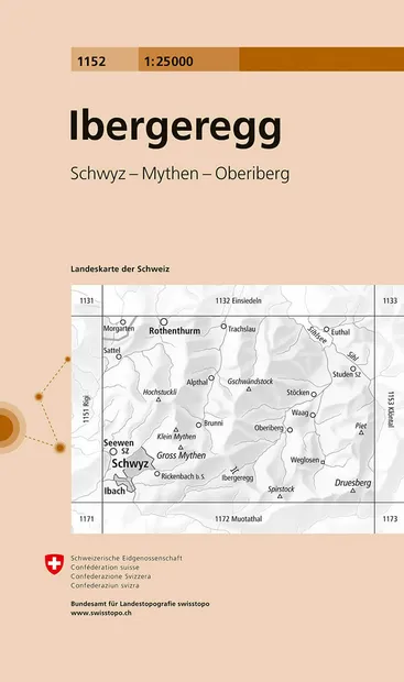 Wandelkaart - Topografische kaart 1152 Ibergeregg | Swisstopo