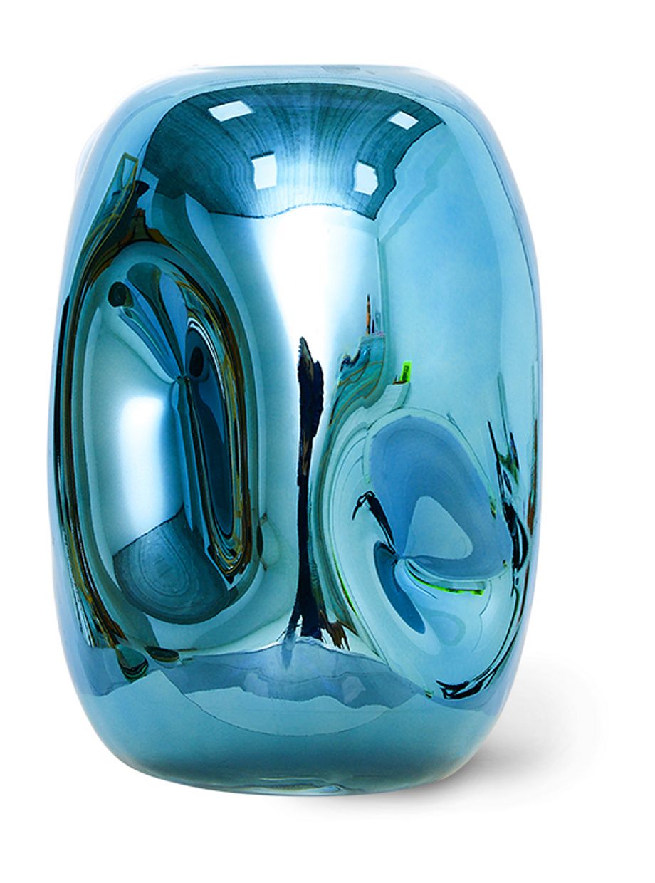 HK Objects: blue chrome glass vase