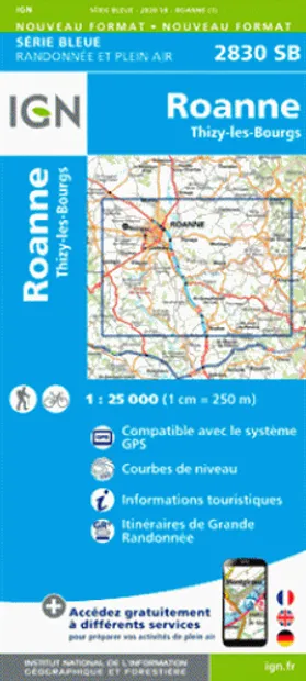 Wandelkaart - Topografische kaart 2830SB Roanne – Thizy-les-Bourgs | I