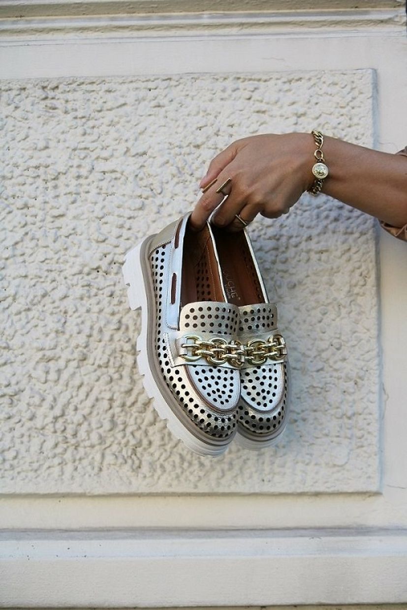 Babouche chunky loafers goud