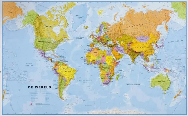 Magneetbord - Wereldkaart politiek, 68 x 45 cm | Maps International