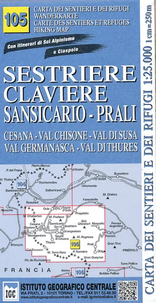 Wandelkaart 105 Sestriere, Claviere, Sansicario, Prali | IGC - Istitut
