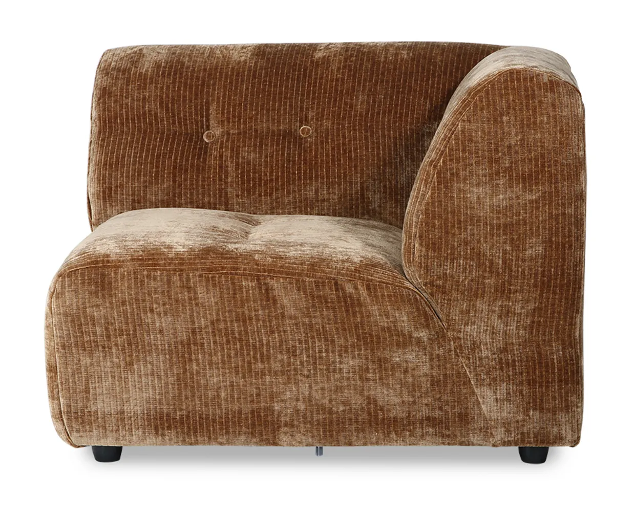 Vint couch: element left, corduroy velvet, aged gold