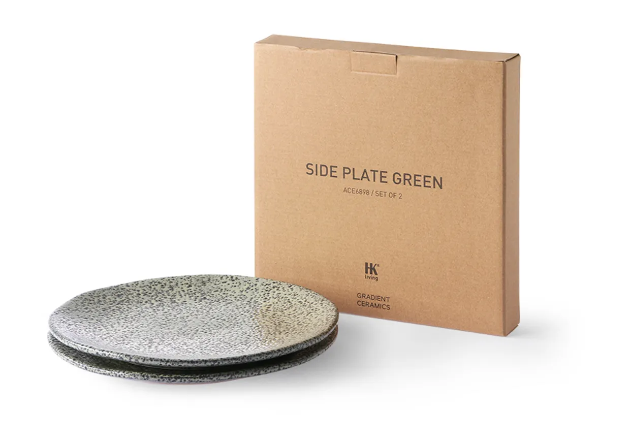 Gradient ceramics: side plate green (set of 2)