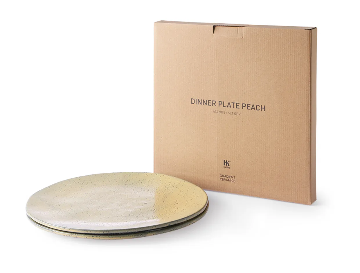 Gradient ceramics: dinner plate peach (set of 2)