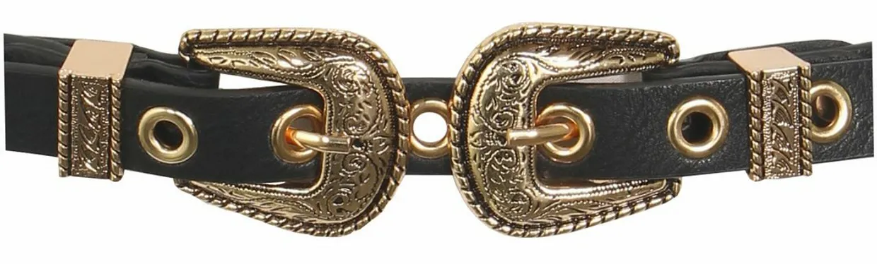 Double gesp buckle belt gold