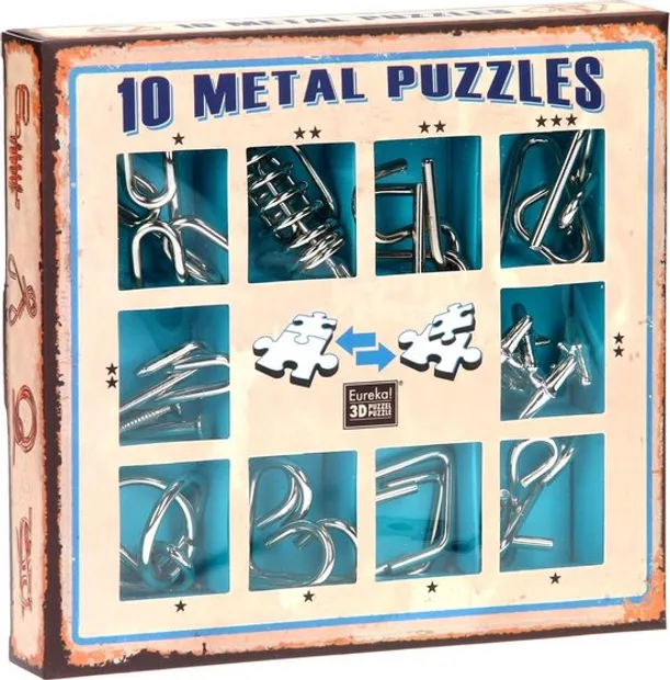 Eureka 10 Metal Puzzles Set Blauw