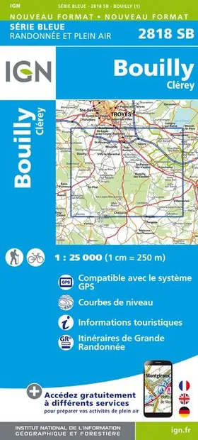 Topografische kaart - Wandelkaart 2818SB Bouilly | IGN - Institut Géog