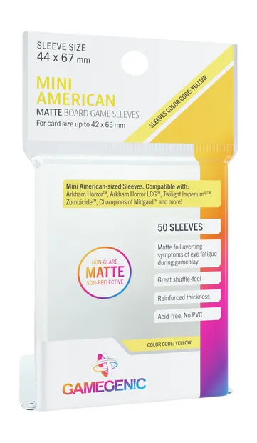 SLEEVES Matte Board Game - Yellow 44x67mm (50)