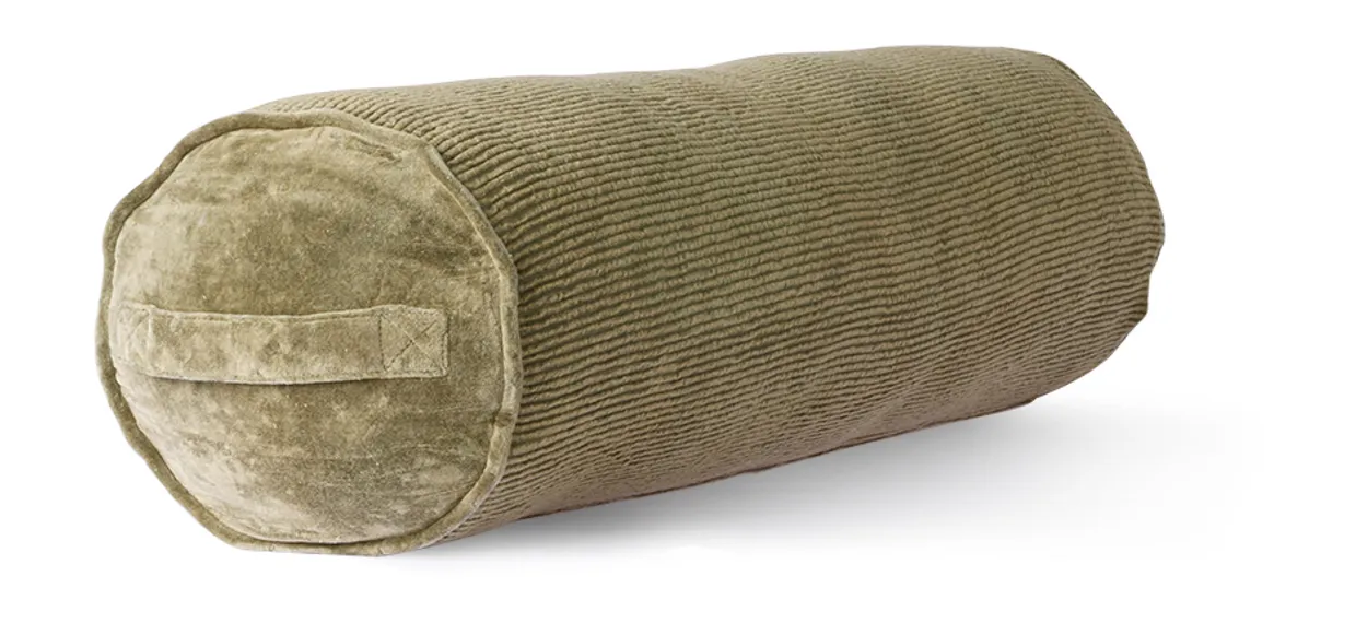 Corduroy bolster cushion army green (20x70)