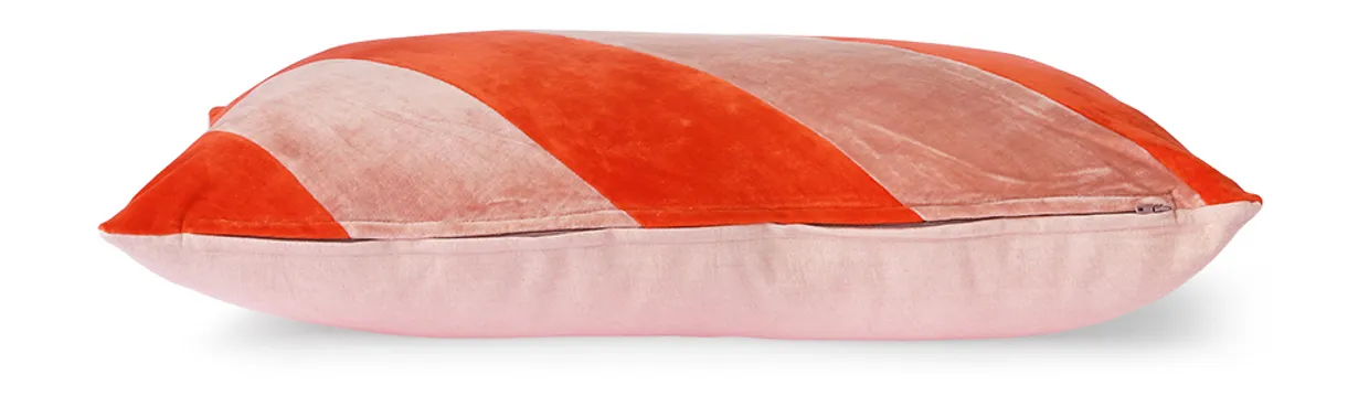 Striped velvet cushion red/pink (40x60)