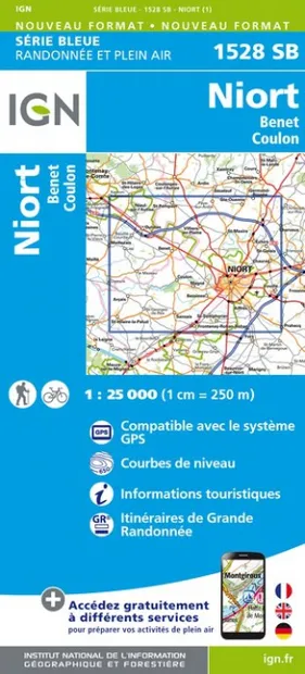 Wandelkaart - Topografische kaart 1528SB Niort | IGN - Institut Géogra