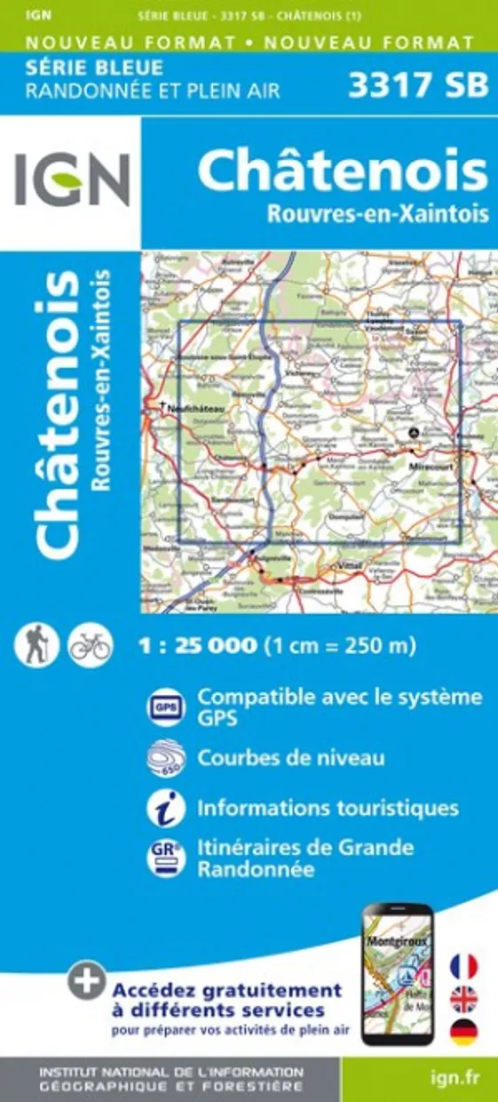 Wandelkaart - Topografische kaart 3317SB Chatenois | IGN - Institut Gé