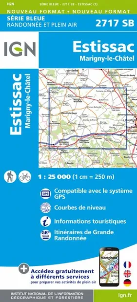 Wandelkaart - Topografische kaart 2717SB Estissac | IGN - Institut Géo