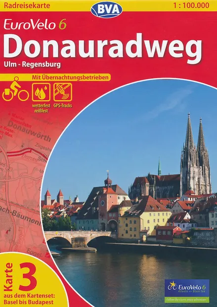 Fietskaart 3 Eurovelo 6 Donauradweg Ulm - Regensburg | BVA