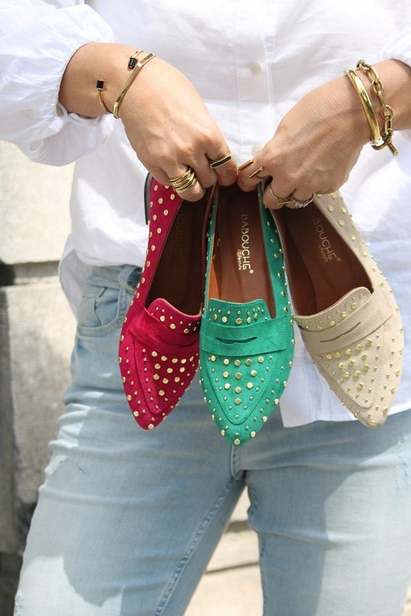 Edgy studs loafer fuchsia