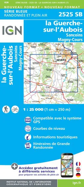 Wandelkaart - Topografische kaart 2525SB La Guerche-sur-l'Aubois, Sanc