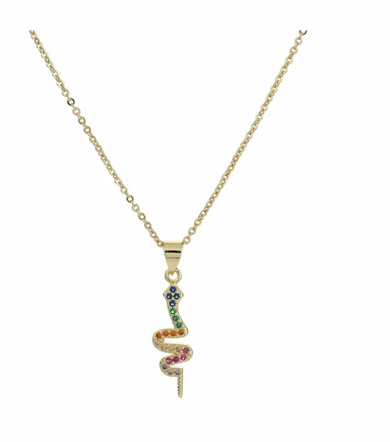 Rainbow snake necklace gold