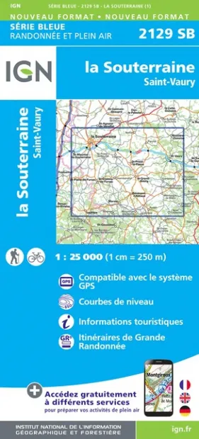 Wandelkaart - Topografische kaart 2129SB La Souterraine | IGN - Instit
