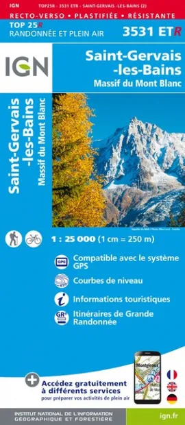 Wandelkaart - Topografische kaart 3531ETR Saint-Gervais-les-Bains | IG
