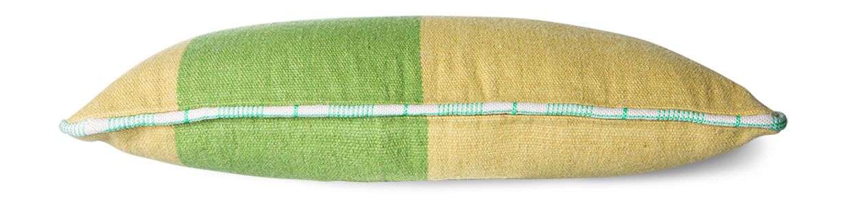 Hand woven wool cushion green (38x74)