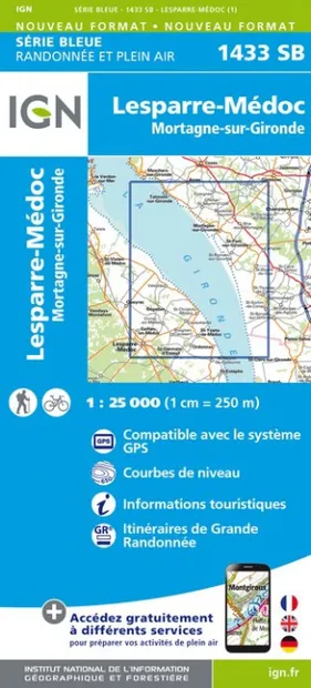 Wandelkaart - Topografische kaart 1433SB Lesparre-Médoc | IGN - Instit