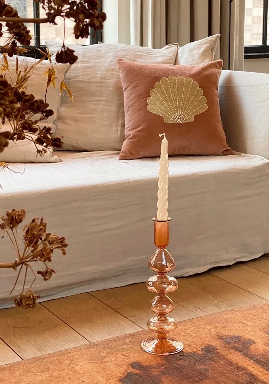 Glas candle holder coral Roze