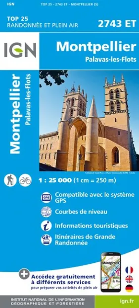 Wandelkaart - Topografische kaart 2743ET Montpellier | IGN - Institut