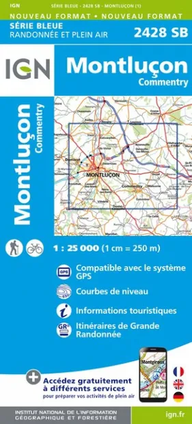 Wandelkaart - Topografische kaart 2428SB Montluçon | IGN - Institut Gé