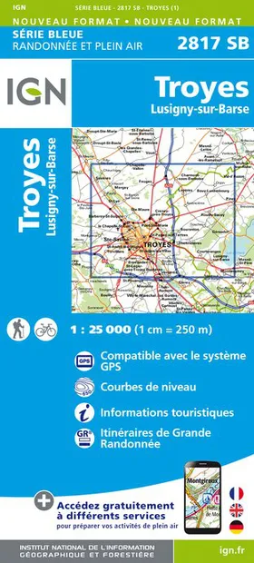 Wandelkaart - Topografische kaart 2817SB Troyes, Lusigny-sur-Barse | I