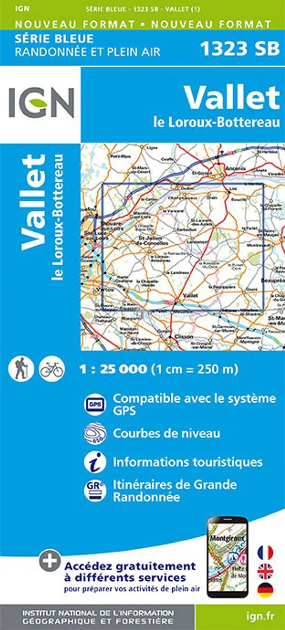 Topografische kaart - Wandelkaart 1323SB Vallet | IGN - Institut Géogr