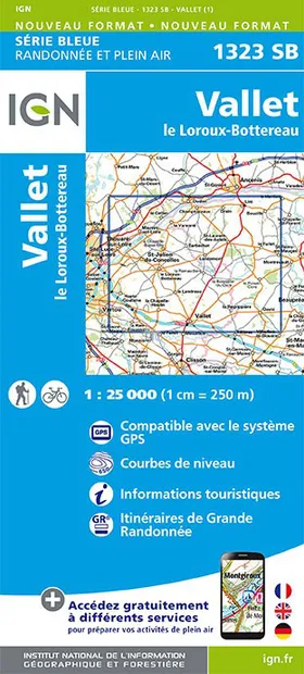 Topografische kaart - Wandelkaart 1323SB Vallet | IGN - Institut Géogr
