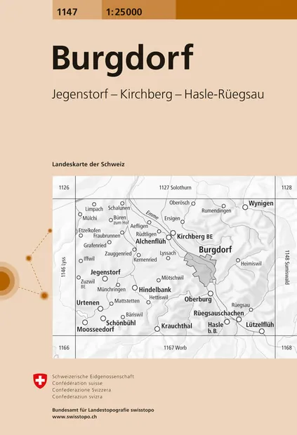 Wandelkaart - Topografische kaart 1147 Burgdorf | Swisstopo