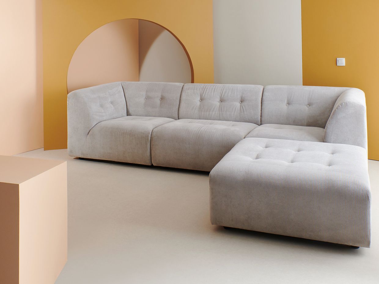 Vint couch: element hocker, corduroy rib, crème