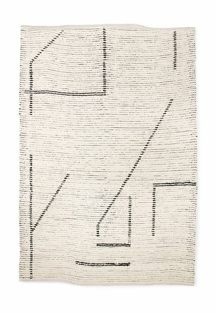 Hand woven cotton rug cream/charcoal (200x300)