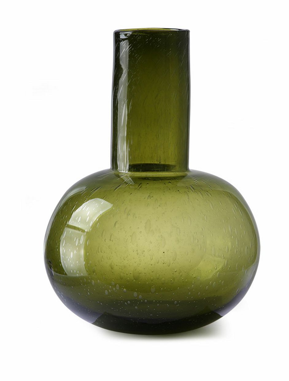 Green glass blown vase L