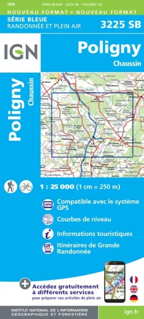 Wandelkaart - Topografische kaart 3225SB Poligny, Chaussin | IGN - Ins