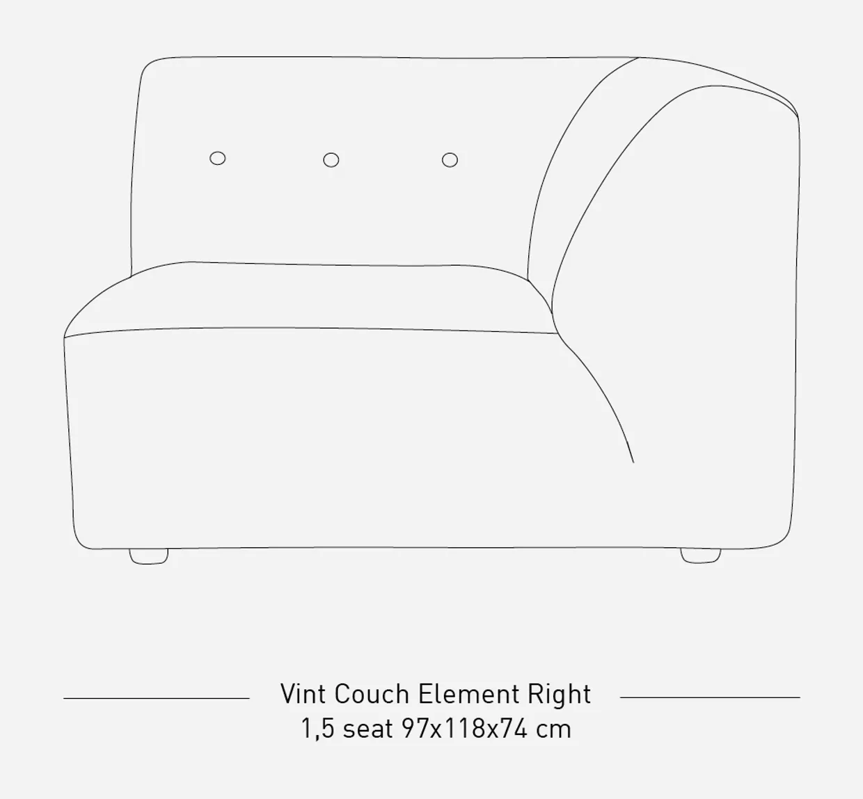 Vint couch: element right 1,5-seat, sneak, beige