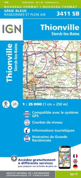Wandelkaart - Topografische kaart 3411SB Thionville | IGN - Institut G