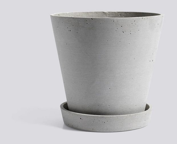 Flowerpot With Saucer - XL - Grey