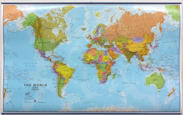 Wereldkaart 66ML-zvlE Political, 136 x 86 cm | Maps International