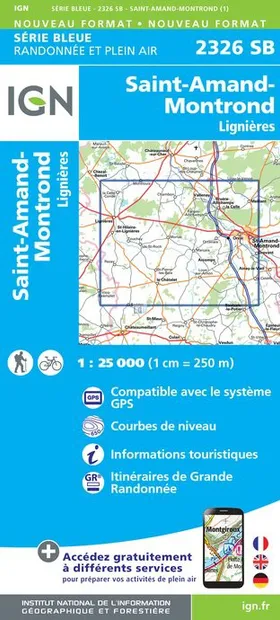 Topografische kaart - Wandelkaart 2326SB Saint-Amand-Montrond | IGN -