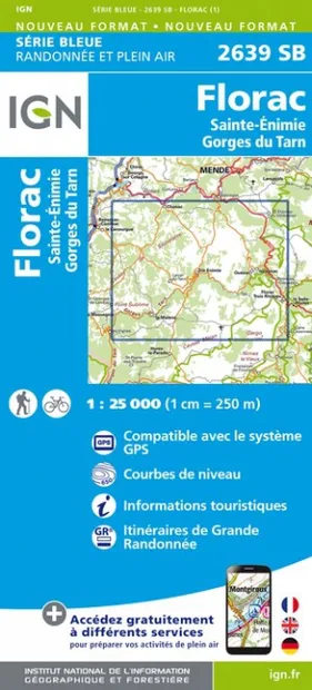 Wandelkaart - Topografische kaart 2639SB Florac | IGN - Institut Géogr
