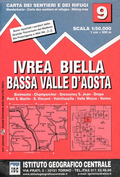 Wandelkaart 09 Ivrea, Biella e Bassa Valle d'Aosta | IGC - Istituto Ge