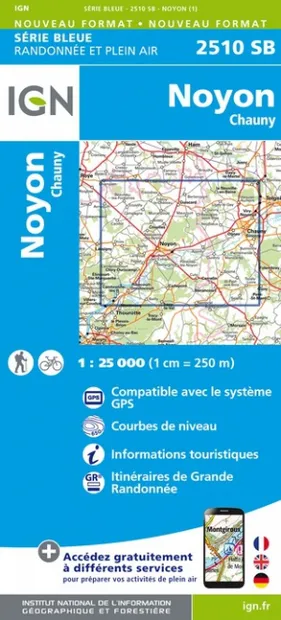 Wandelkaart - Topografische kaart 2510SB Chauny - Noyon | IGN - Instit