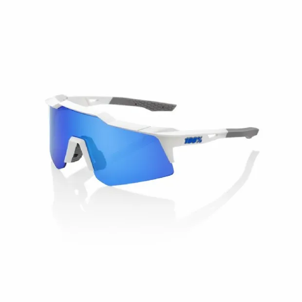Speedcraft XS (extra small) Matte White/ Blue Multilayer Mirror Lens + Clear Lens