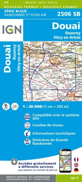Wandelkaart - Topografische kaart 2506SB Douai - Rouvroy - Vitry-en-Ar