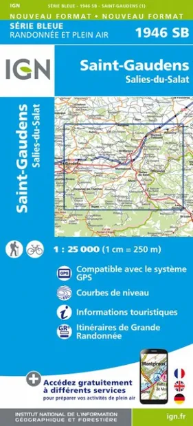 Wandelkaart - Topografische kaart 1946SB St-Gaudens, Salies-du-Salat |